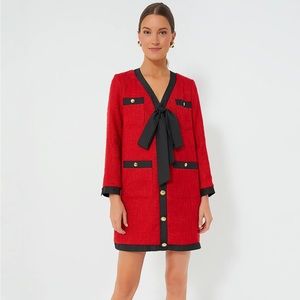 Tuckernuck Pomander Place Red Coco Tweed Bow Dress
